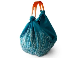 ORYOKI Baumwolltasche Furoshiki Tsuru, blau, 100 cm