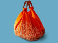 ORYOKI Baumwolltasche Furoshiki Tsuru, orange, 100 cm