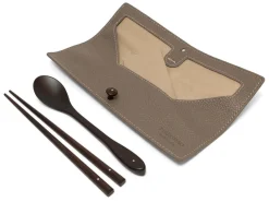 ORYOKI Besteck Set mit Essstäbchen, Löffel und Leder-Tasche