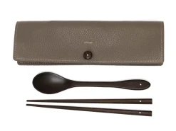 ORYOKI Besteck Set mit Essstäbchen, Löffel und Leder-Tasche