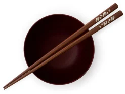 ORYOKI Essstäbchen Set mit Ablage Sakura, Granadillo