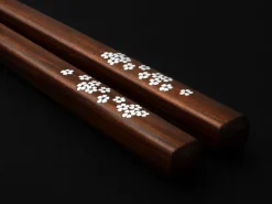 ORYOKI Essstäbchen Set mit Ablage Sakura, Granadillo