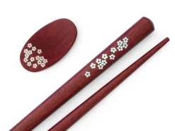 ORYOKI Essstäbchen Set mit Ablage Sakura, Purple Heart