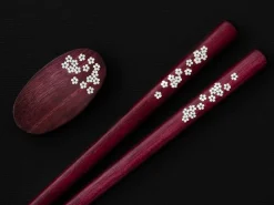 ORYOKI Essstäbchen Set mit Ablage Sakura, Purple Heart