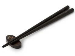 ORYOKI Essstäbchen Set mit Ablage Tonbo, Ebenholz