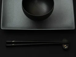 ORYOKI Essstäbchen Set mit Ablage Tonbo, Ebenholz