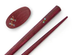 ORYOKI Essstäbchen Set mit Ablage Tonbo, Purple Heart