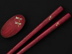 ORYOKI Essstäbchen Set mit Ablage Tonbo, Purple Heart