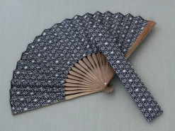 ORYOKI Handfächer Asanoha, Blau