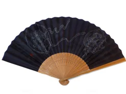 ORYOKI Handfächer Fujin Raijin, Donner-Gott, blau