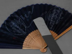 ORYOKI Handfächer Fujin Raijin, Donner-Gott, blau