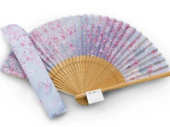 ORYOKI Handfächer Sakura Fubuki, Kirschblüte blau