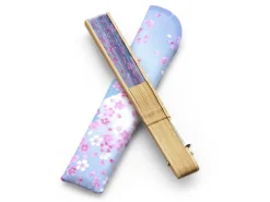 ORYOKI Handfächer Sakura Fubuki, Kirschblüte blau