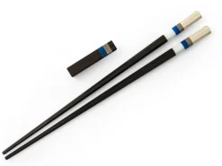 ORYOKI Japanische Essstäbchen Aoyama Blue, Ebenholz, mit Ablage