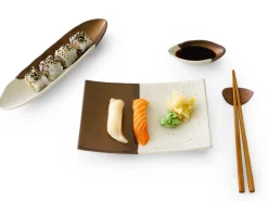 ORYOKI Japanische Servierplatte Sou, weiß-gold, 2 Größen