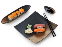 ORYOKI Japanische Servierschale Sou, schwarz-gold, 2 Größen