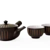 ORYOKI Japanisches Teeservice Kiku Kokudei, 3-teilig, Banko Yaki