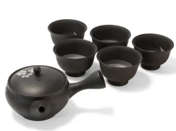 ORYOKI Japanisches Teeservice 6-teilig, Kyusu Tokoname Sakura