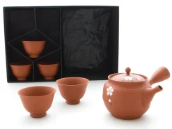 ORYOKI Japanisches Teeservice, 6-teilig, Kyusu Tokoname Sakura Momo