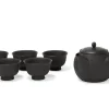 ORYOKI Japanisches Teeservice 6-teilig, Kyusu Tokoname Tobikanna Kuro