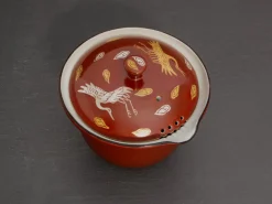 ORYOKI Shiboridashi Teekanne Akaji Kingin Tsuru, 230 ml