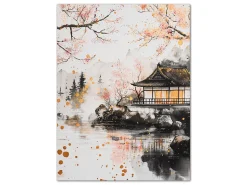 ORYOKI Wandbild Japanischer Garten Sakura #2, farbig 3:4