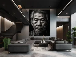 ORYOKI Wandbild Portrait Kajiya #1, japanischer Schmied, schwarz-weiß, 3:4