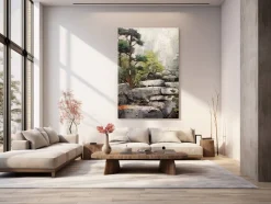 ORYOKI Wandbild Wabi Sabi #2, japanischer Garten, farbig 2:3